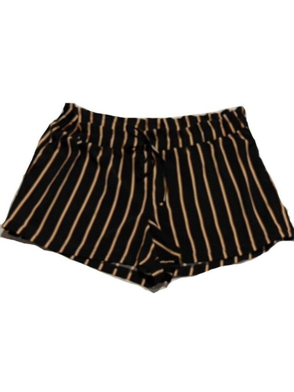 Black & Yellow Striped Womens Shorts Size 2X Elastic Waistband Lightweight